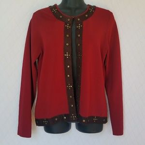Yarn & Stitches Cardigan with Embellished Trim